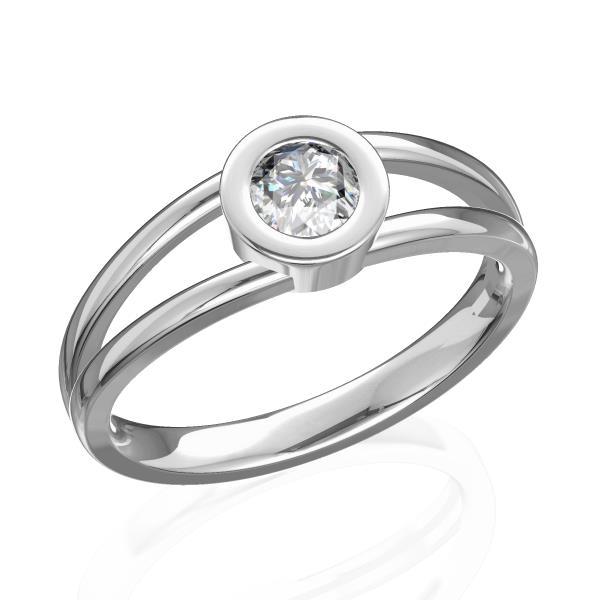 Кольцо с бриллиантом из белого золота 1 карат